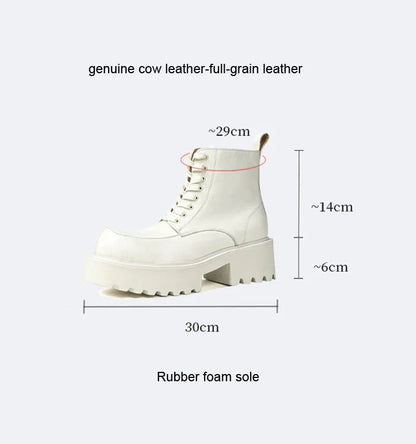 Men's Genuine Leather High Sole Platform Streetwear Fashion Casual Increase Boots Male Punk Gothic Rock Motorcycle Boots Shoes Street King Limited