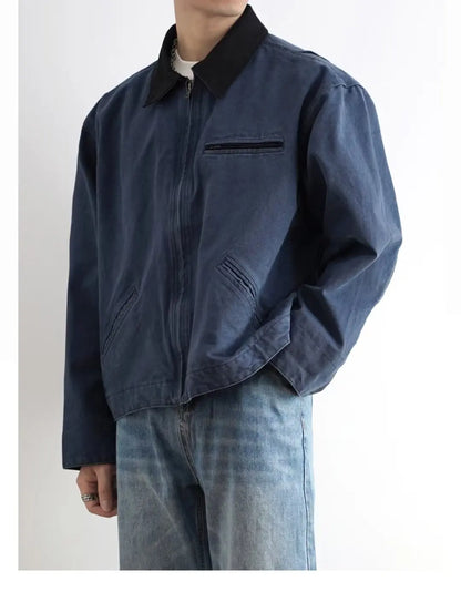 american trendy tooling mens jackets vintage solid distressed bomber coats patchwork zipper pocket high street short outwear unique shorts style 3471