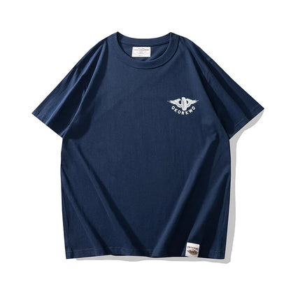 New Summer Fashion Vintage Men Street Flying Wheel Print T-shirt Round Neck Thick Short Sleeve Casual T-Shirt 100% Cotton Street King Limited
