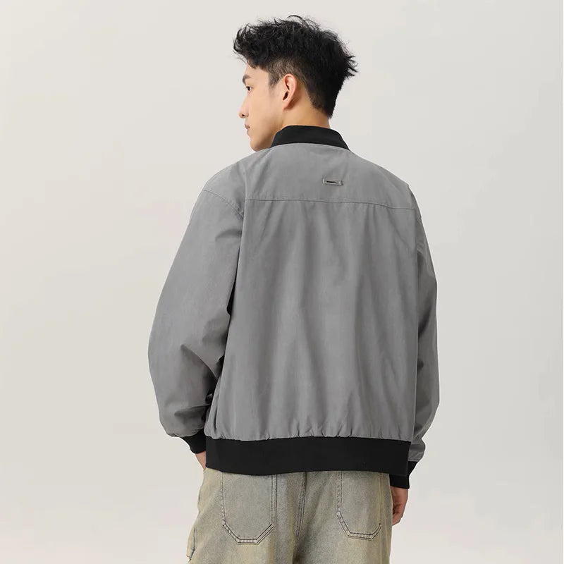 double side wearable men spring autumn streetwear fashion loose casual cargo bomber jacket boyfriend cleanfit coat outerwear military streetwear pants