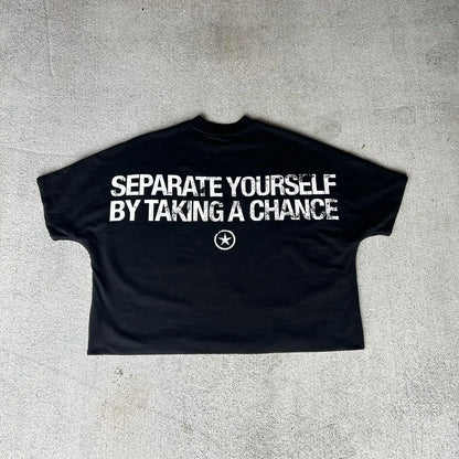 American Trendy Gothic Punk Letter Printed Oversized T-Shirt Men's Y2K Street Hip-Hop Loose Versatile Casual Cotton Top Street King Limited