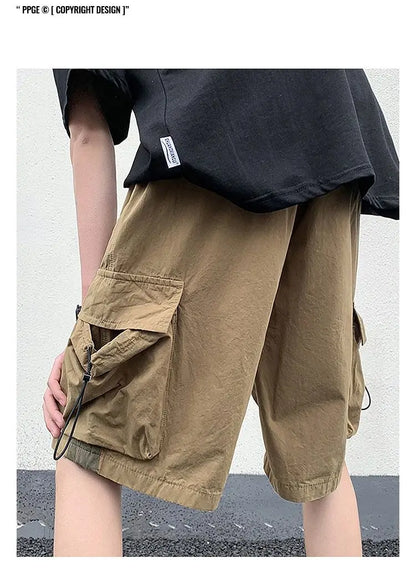Korean style functional casual work shorts men summer Y2K street hip hop casual trendy brand ins mid pants beach sports pants Street King Limited