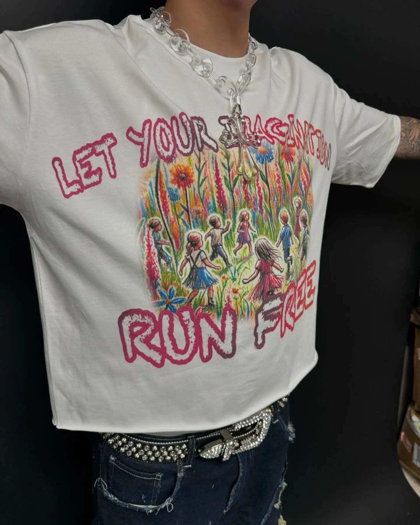 2024 Summer Colorful Cartoon Pattern Printed T-Shirt Men's Y2K Harajuku Casual Versatile Street Hip-Hop Round Neck Short Sleeve Street King Limited
