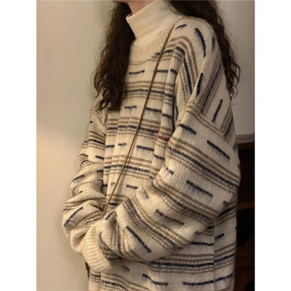 American autumn and winter street fashion individual round neck sweater for couples loose retro casual knitted Harajuku top y2k Street King Limited