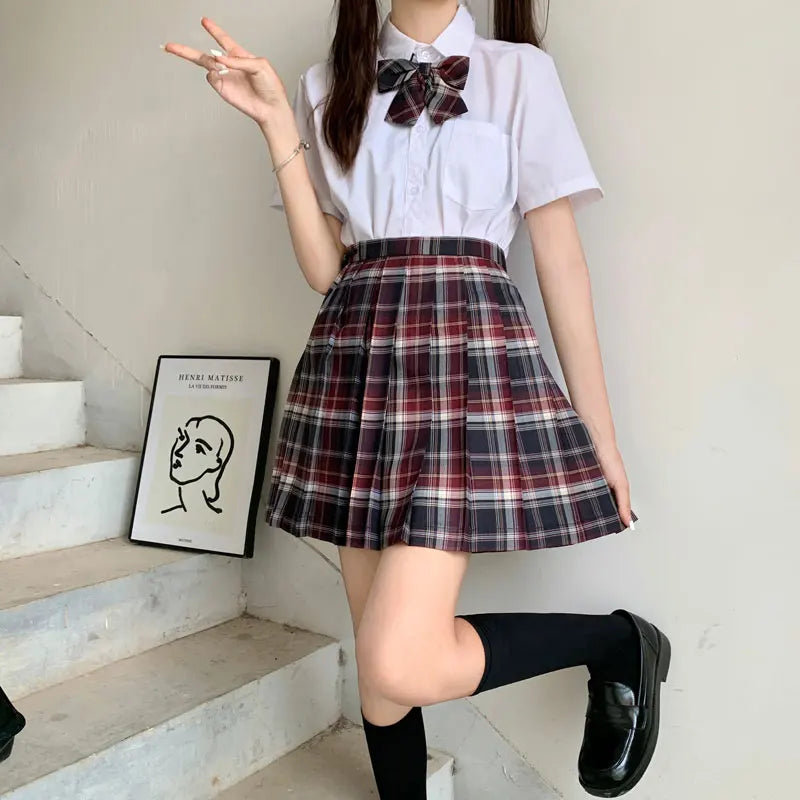 Jk Uniforms Gyaru School Uniform for Girl Student Pleated Skirt Uniform Set Women Short Sleeve Bow Tie Seifuku Japanese Style Street King Limited