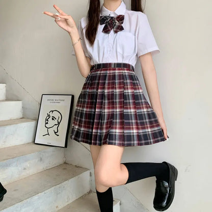 Jk Uniforms Gyaru School Uniform for Girl Student Pleated Skirt Uniform Set Women Short Sleeve Bow Tie Seifuku Japanese Style Street King Limited