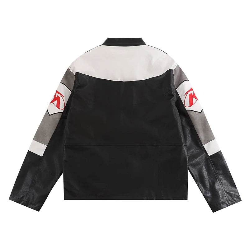 racing jackets fashion letter embroidery patchwork zipper jacket coats men hip hop pu lether outerwear casual streetwear jackets unique default style 4242
