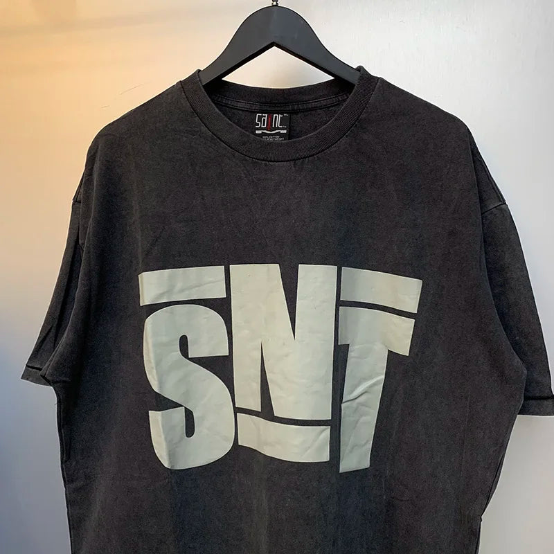2024ss Sheep Lion Head Printing T Shirt Michael Men Woman Good Quality Vintage Wash Black O-Neck Loose Casual Tops Tee Street King Limited
