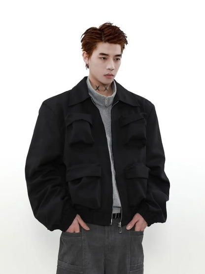 spring american pilot jacket mens street trend three dimensional multi pockets shoulder padded coats high street outwear unisex unique default style 3147