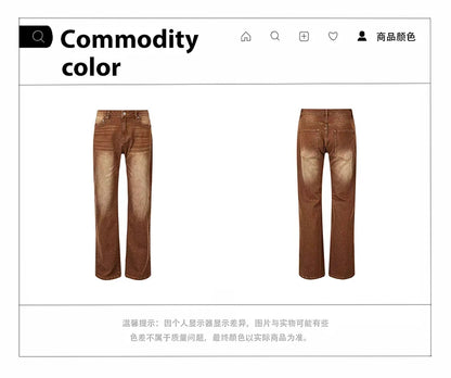 Brown Baggy Jeans Men Fashion Retro Casual Straight Jeans Men Streetwear Korean Hip Hop Denim Pants Mens Trousers S-2XL Street King Limited