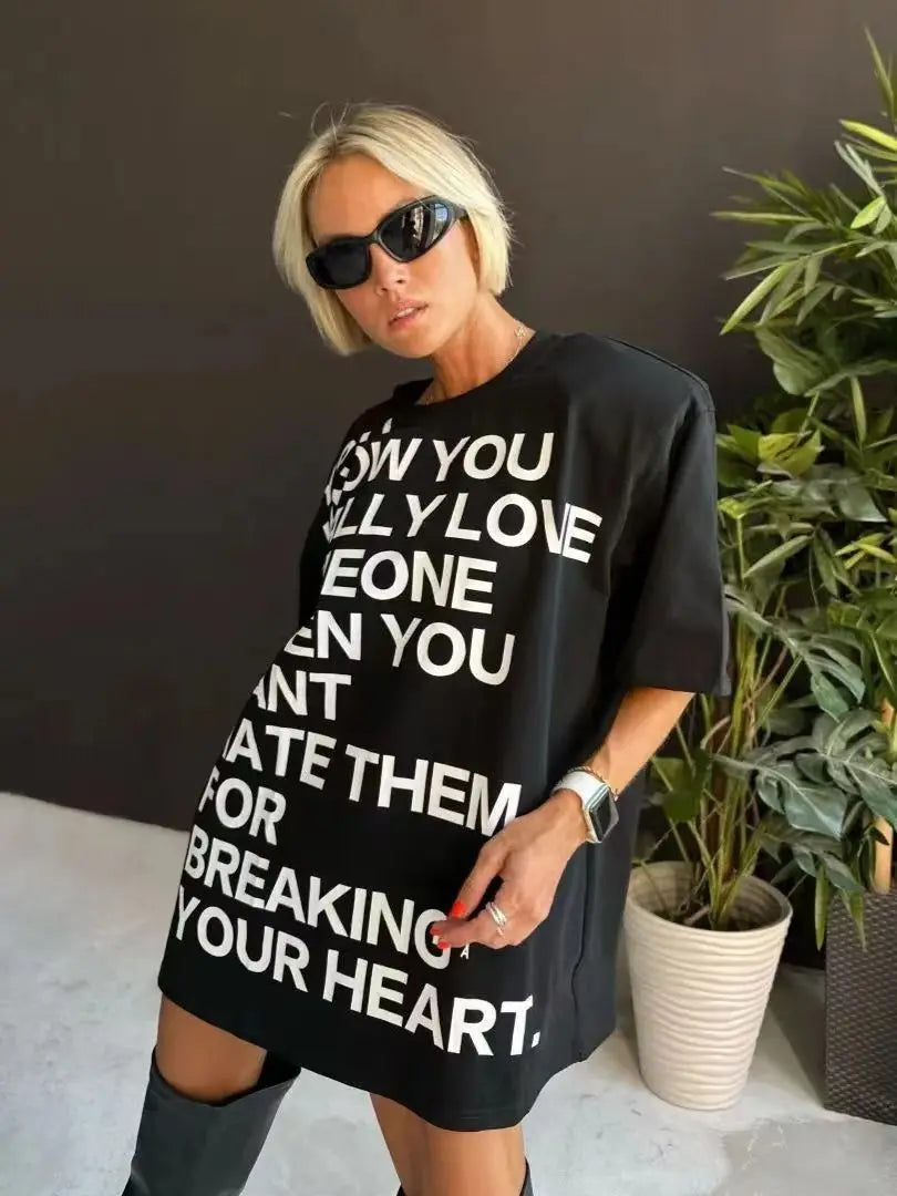 European and American hot girls American retro high street printed short-sleeved loose and versatile tops trendy brand y2k tiops Street King Limited