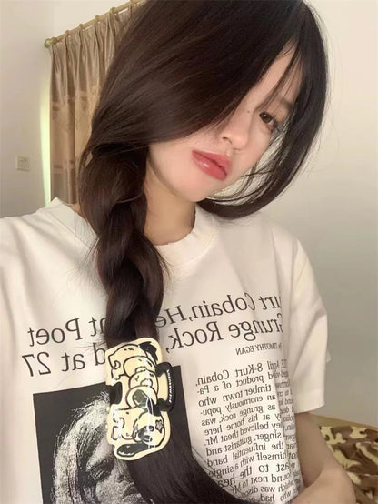 Vintage Band Cobain Portrait Print Heavyweight Short Sleeve High Street Casual Loose Cotton 90S Rock T-shirt High-quality Tops Street King Limited