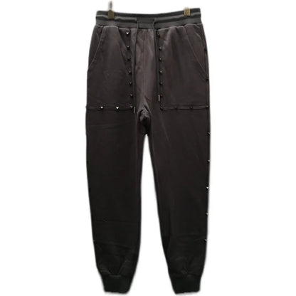 high new novelty luxury men 2022 classic full metal rivets pockets comfortable cotton parkour sweat casual pants sweatpants d50 unique joggers style 4237