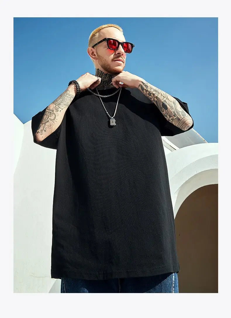 National trend short-sleeved men and women ins print graffiti loose tight couple wear summer trend five-point half-sleeved tops Street King Limited