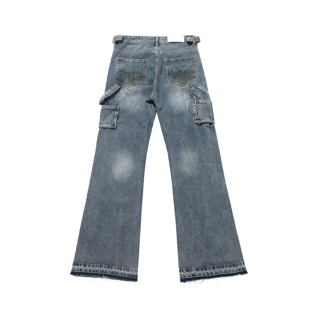 Streetwear Handmade Mud Dyed Dirty Blue Baggy Jeans for Men Distressed Hole Casual Patchwork Denim Trousers Oversized Street King Limited