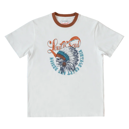 American vintage heavyweight cotton 280g contrasting thread print T-shirt for men with small neckline anti-shrinking Street King Limited