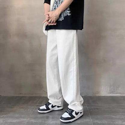 White Jeans Men Fashion Casual Wide Leg Jeans Men Streetwear Loose Hip-hop Straight Denim Pants Mens jean Trousers M-3XL Street King Limited