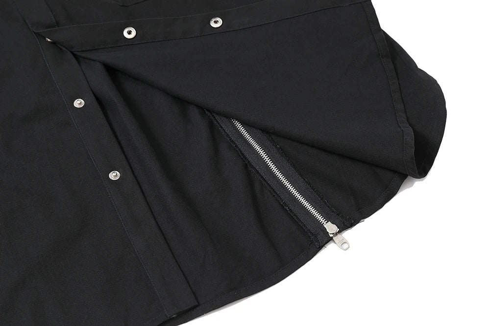 Back Zipper Vibe Style Black Long Sleeve Shirts Jackets for Men Streetwear Y2k Baggy Ropa Hombre Camisas Oversized Loose Coat Street King Limited