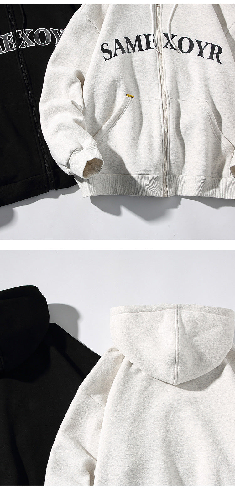 Alphabet-print Hooded Cardigan Sweater On White Street King Apparel