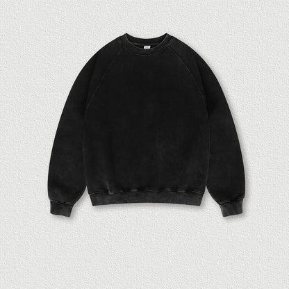 Washed Crew-neck Fleece Padded Hoodie Street King Apparel