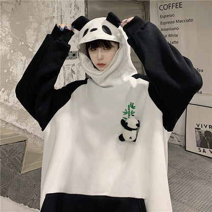 Fleece-lined Thickened Hooded Sweatshirt Panda Couple Coat Street King Apparel
