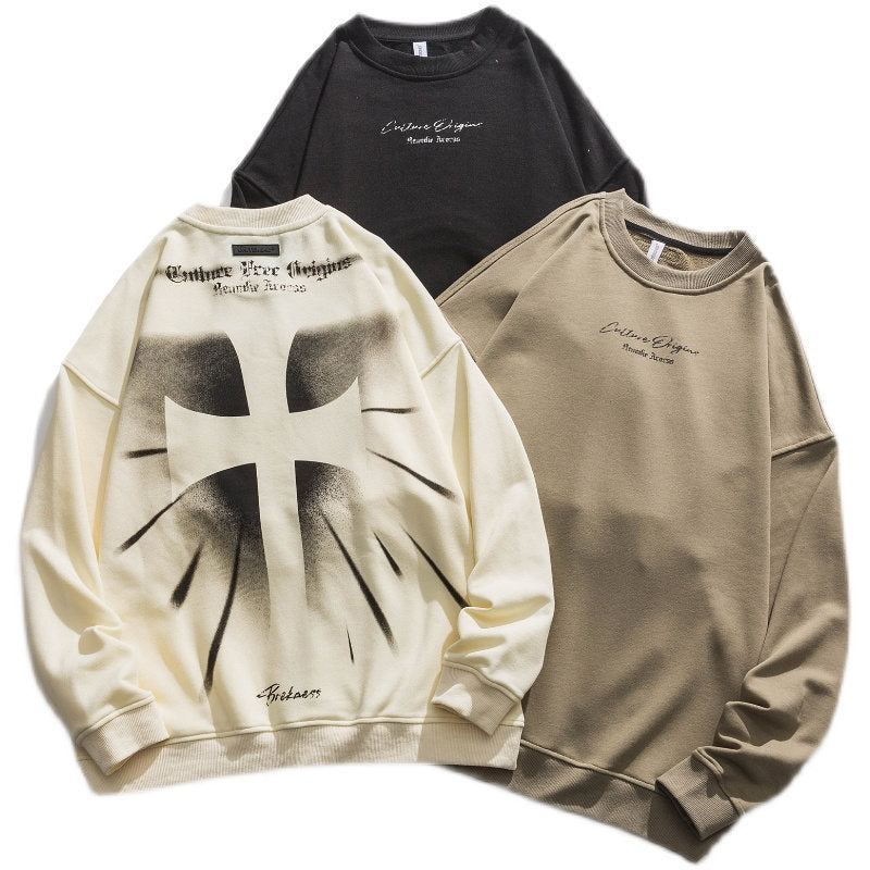 New Pullover Japanese Street Hip-hop Creative Design On Back Sweater Male Street King Apparel
