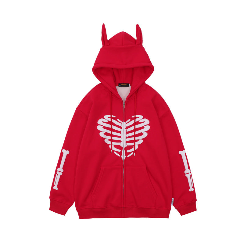 Men's Skull Skeleton Printed Hoodie Street King Apparel