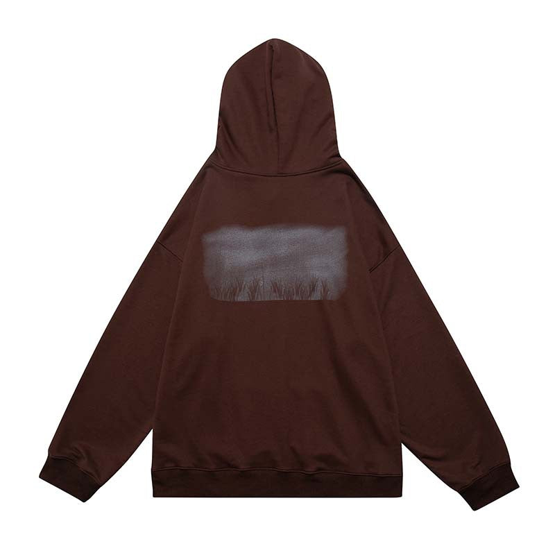 Vintage Creative Blurred Image Washed Hooded Sweatshirt For Men Street King Apparel