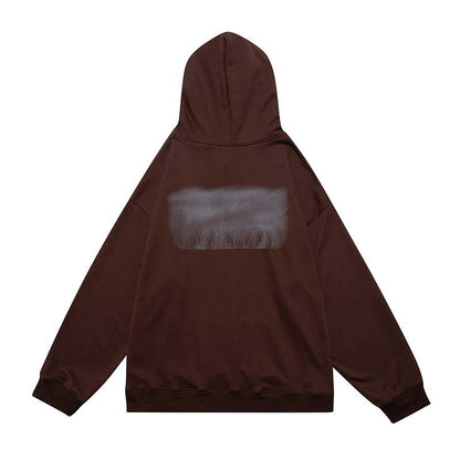 Vintage Creative Blurred Image Washed Hooded Sweatshirt For Men Street King Apparel