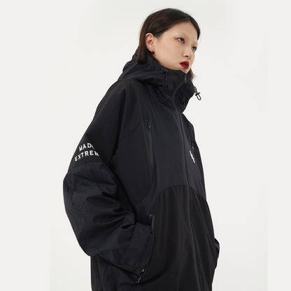 American Style Retro Color Blocking Jacket With Thickened Hood Street King Apparel