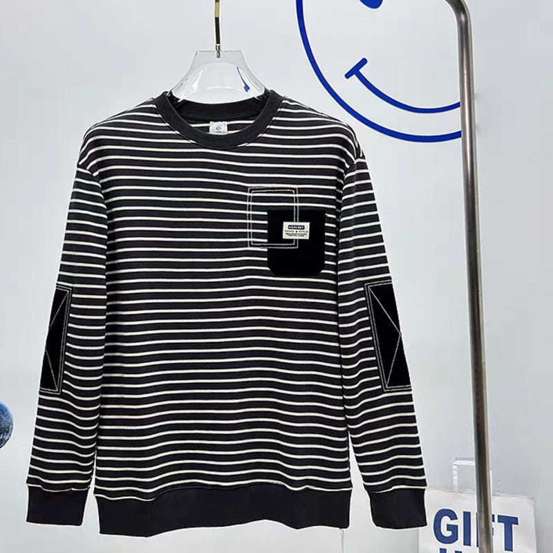 Autumn New Round Neck Pullover Stripe Sweater Man Street King Apparel