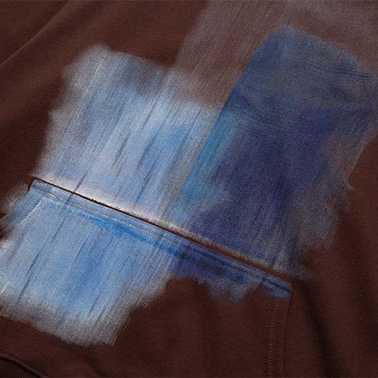 Vintage Creative Blurred Image Washed Hooded Sweatshirt For Men Street King Apparel