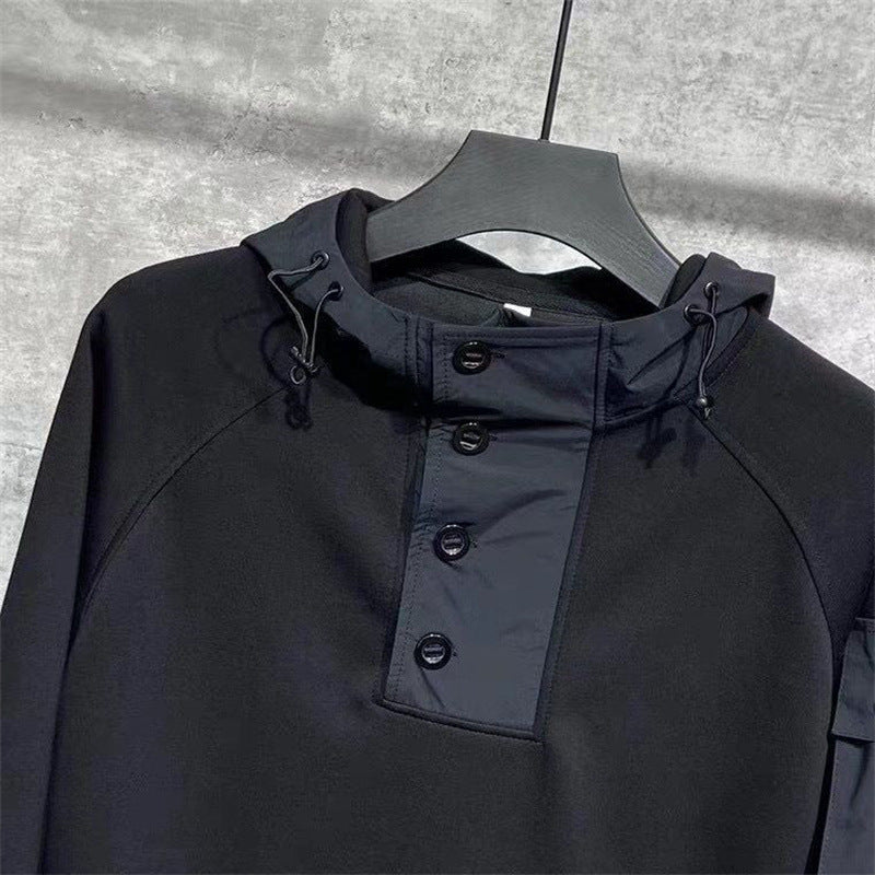 Men's Fleece Loose Sweater Hooded Tool Pullover Street King Apparel
