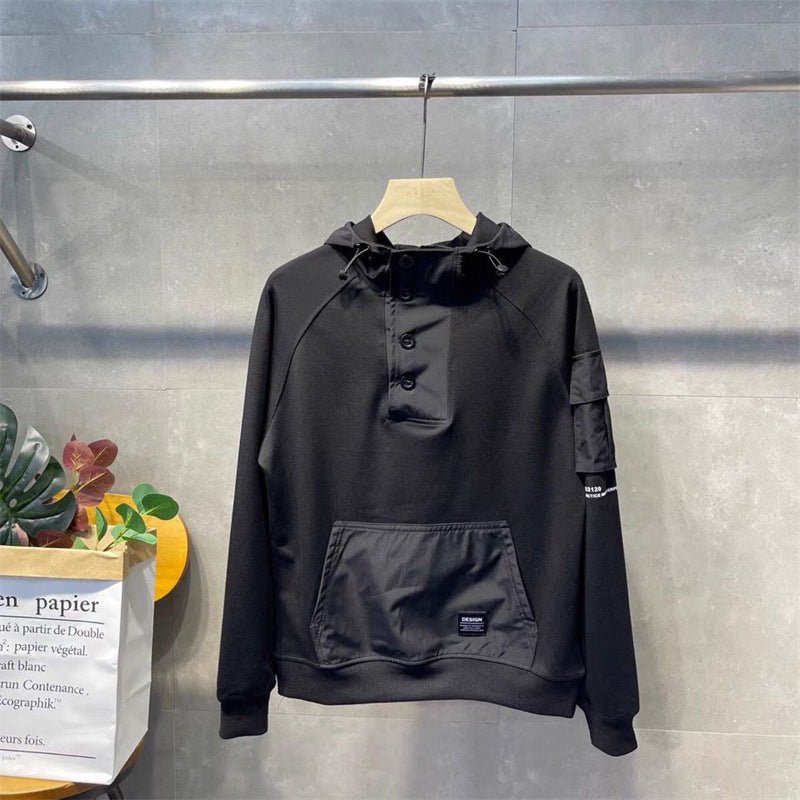 Men's Fleece Loose Sweater Hooded Tool Pullover Street King Apparel