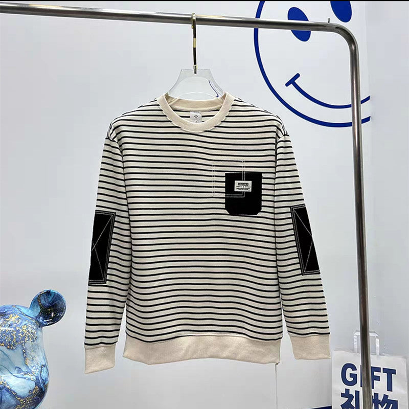 Autumn New Round Neck Pullover Stripe Sweater Man Street King Apparel