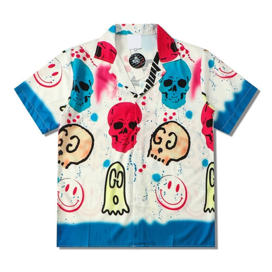 "Splashing" Unisex Men Women Streetwear Graphic Button Shirt - Street King Apparel