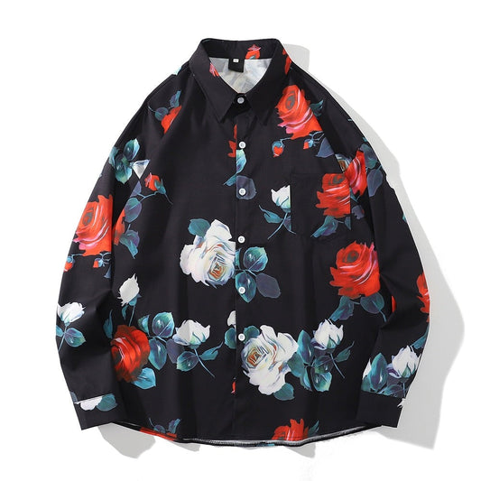 "Flower Garden" Unisex Men Women Streetwear Graphic Button Shirt - Street King Apparel
