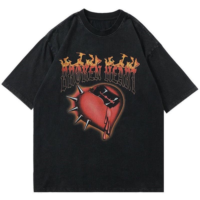 Street King Apparel "Broken Heart" Unisex Oversized Men Women Graphic T-Shirt - Street King Apparel