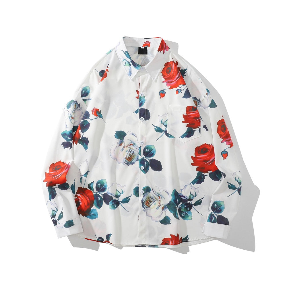 "Flower Garden" Unisex Men Women Streetwear Graphic Button Shirt - Street King Apparel