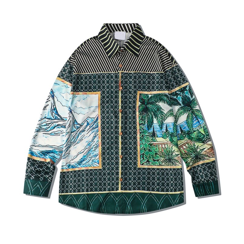 "Island Lock" Unisex Men Women Streetwear Graphic Button Shirt - Street King Apparel