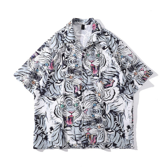 "White Wolf" Unisex Men Women Streetwear Button Shirt - Street King Apparel