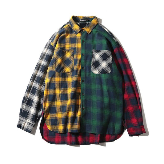 "Plaid Cuts" Unisex Men Women Streetwear Graphic Button Up Shirt - Street King Apparel
