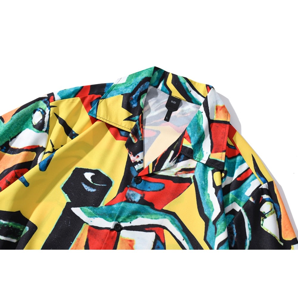 "Summer Emotions" Unisex Men Women Streetwear Button Shirt - Street King Apparel