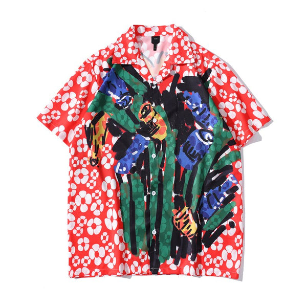 "Graf" Unisex Men Women Streetwear Graphic Button Up Shirt - Street King Apparel