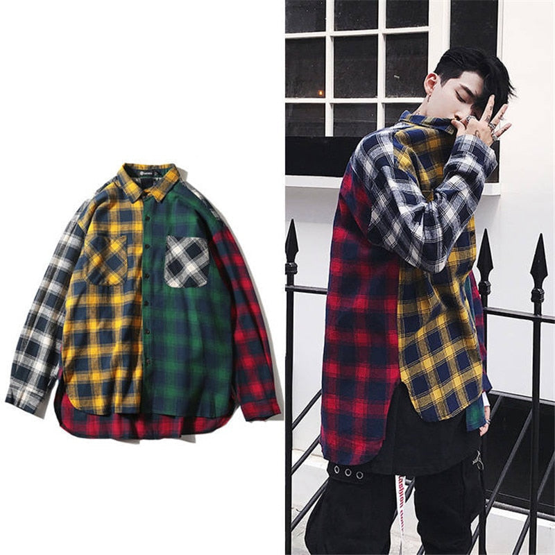 "Plaid Cuts" Unisex Men Women Streetwear Graphic Button Up Shirt - Street King Apparel