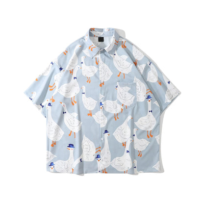 "Red Sky" Unisex Men Women Streetwear Graphic Button Shirt - Street King Apparel