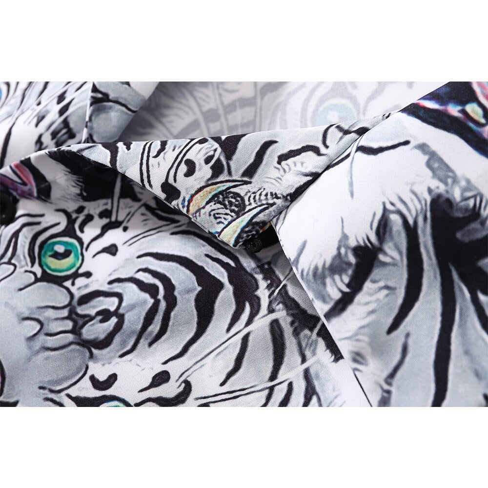 "White Wolf" Unisex Men Women Streetwear Button Shirt - Street King Apparel