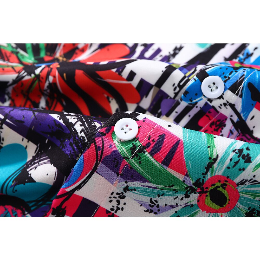 "Floral Graf" Unisex Men Women Streetwear Button Up Shirt - Street King Apparel