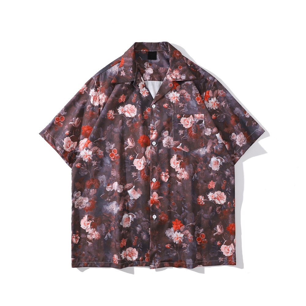"Ocean Floral" Unisex Men Women Streetwear Button Up Shirt - Street King Apparel