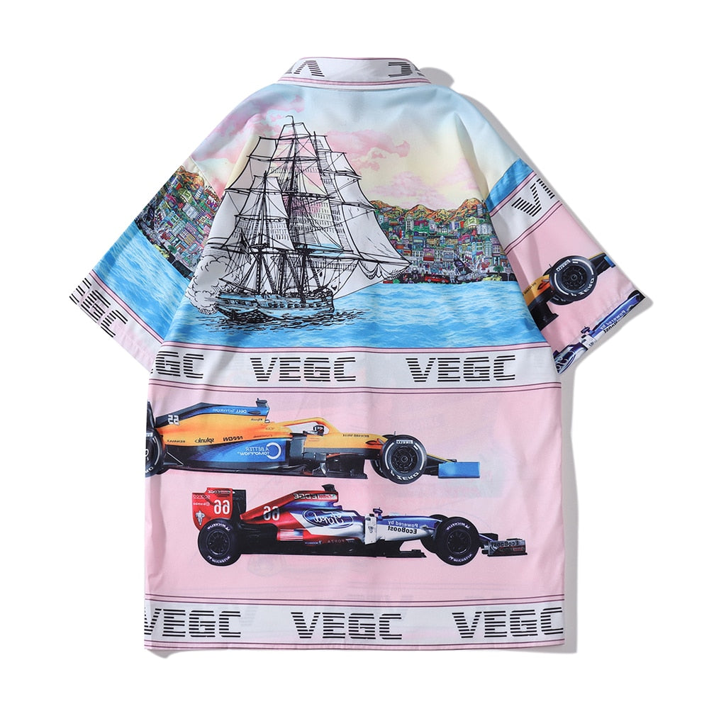 "Nascar Driver" Unisex Men Women Streetwear Button Shirt - Street King Apparel